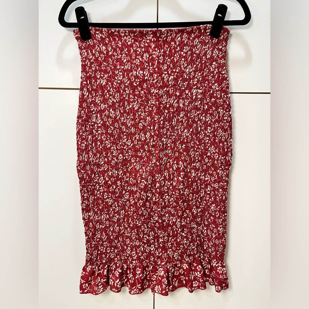 Trixxi Red and White Floral Pencil Skirt